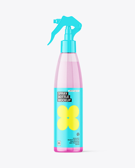 Clear Plastic Spray Bottle w/ Two Phase Liquid Mockup