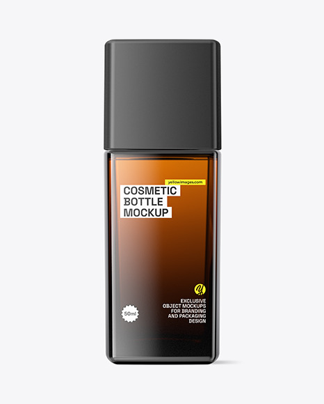 Amber Glass Cosmetic Bottle Mockup