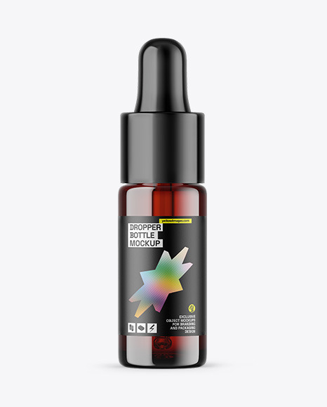 Dark Amber Glass Dropper Bottle Mockup