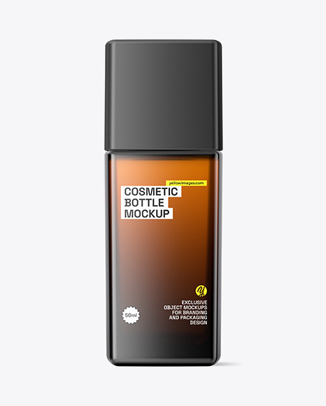 Frosted Amber Glass Cosmetic Bottle Mockup