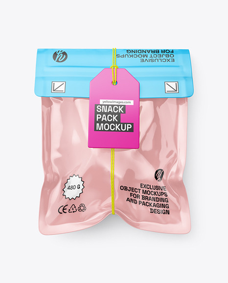 Clear Plastic Flow-Pack Tied w/ Rope Mockup