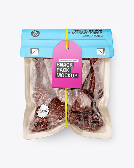 Clear Plastic Flow-Pack w/ Dried Dates Mockup