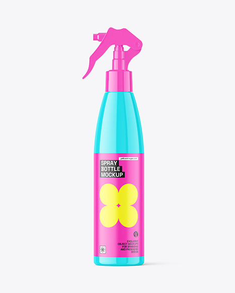 Glossy Plastic Spray Bottle Mockup