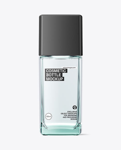 Clear Glass Cosmetic Bottle Mockup