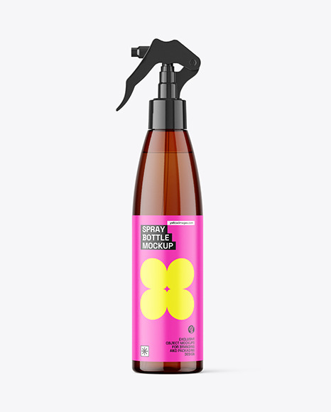 Amber Plastic Spray Bottle Mockup