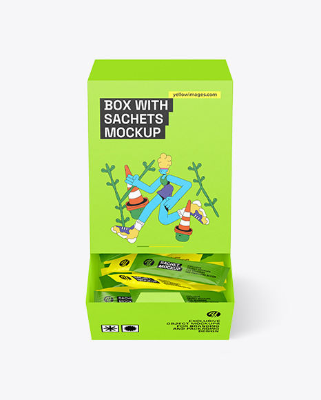 Carton Box With Sachets Mockup