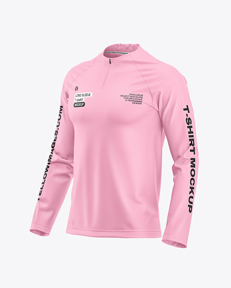 Men’s Raglan Long Sleeve T-Shirt Mockup - Half SIde View