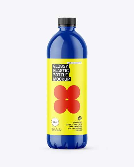 64oz Glossy Plastic Bottle Mockup