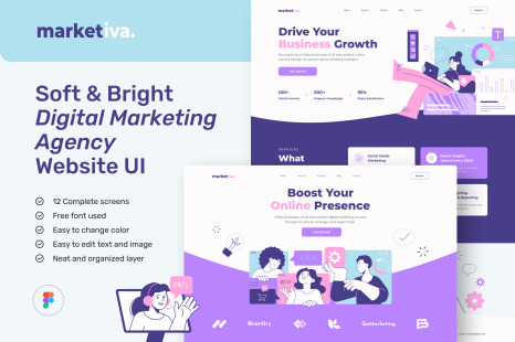 Marketiva – Digital Marketing Agency Website Design UI Template