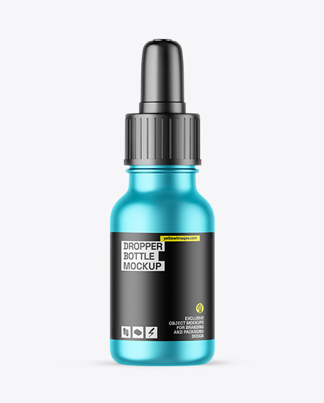 Matte Metallic Dropper Bottle Mockup