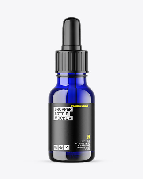 Blue Glass Dropper Bottle Mockup