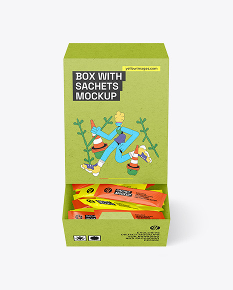 Kraft Box With Sachets Mockup