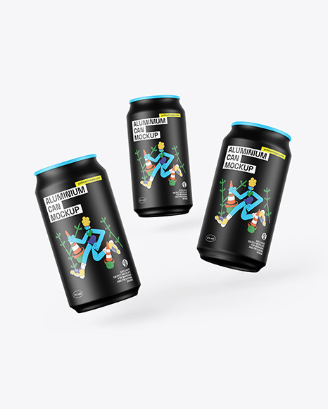 Three Matte Cans Mockup