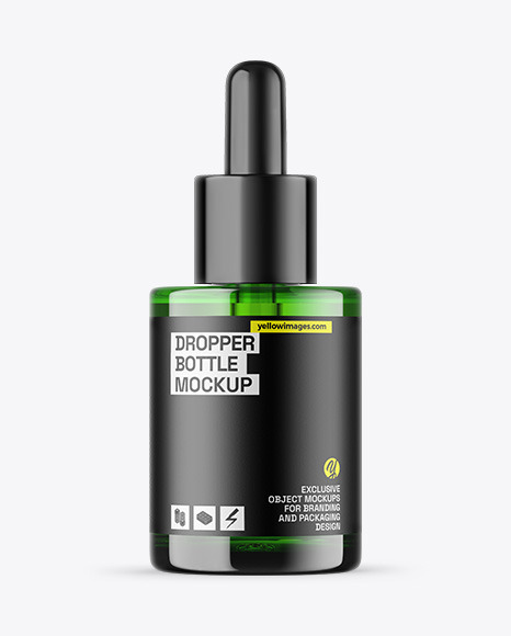Green Glass Dropper Bottle Mockup