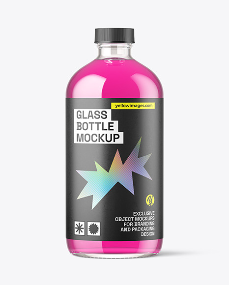 16oz Clear Glass Boston Bottle Mockup