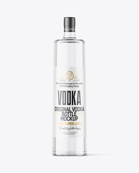Clear Glass Vodka Bottle Mockup