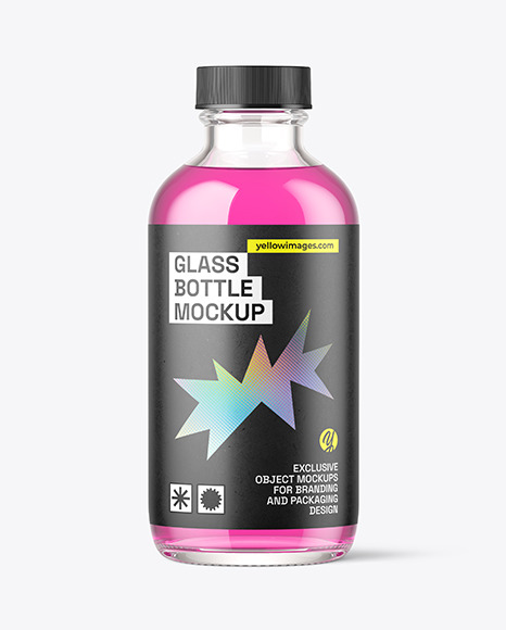 4oz Clear Glass Boston Bottle Mockup
