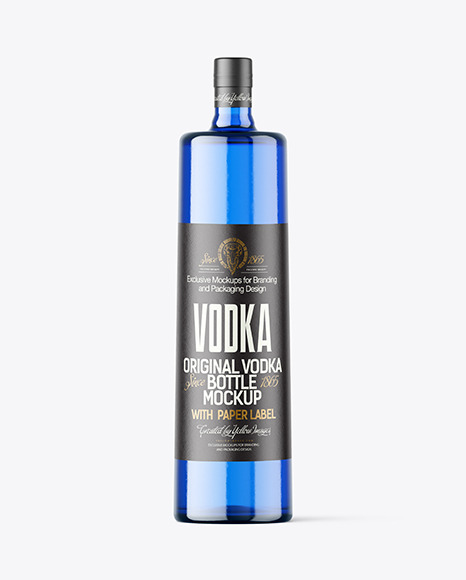 Blue Glass Bottle Mockup