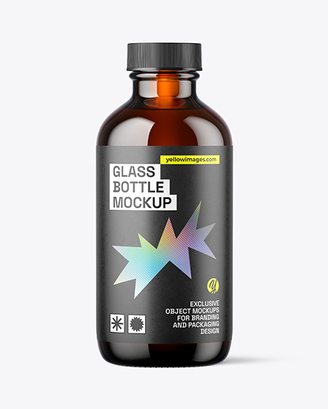 4oz Amber Glass Boston Bottle Mockup