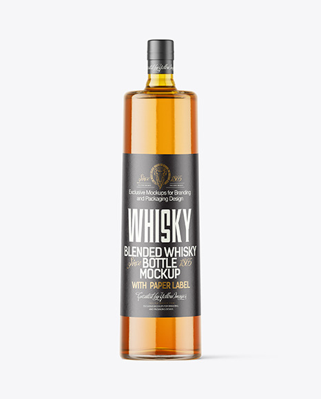 Clear Glass Whiskey Bottle Mockup