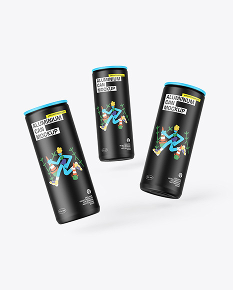 Three Matte Cans Mockup