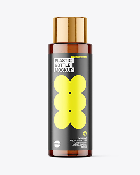 Amber Plastic Bottle Mockup