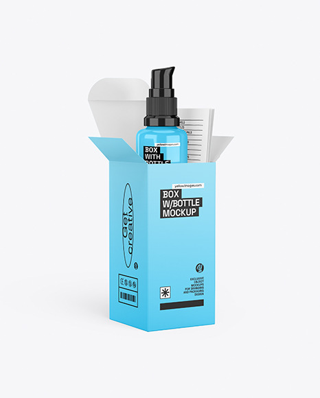 Opened Box With Cosmetic Bottle Mockup