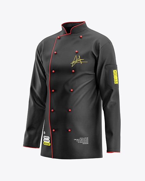 Men&#039;s Chef&#039;s Jacket Mockup - Half Side View