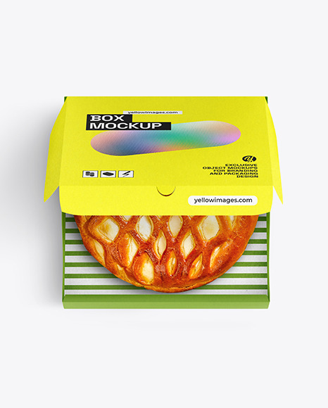 Half Open Kraft Box With Cottage Cheese Pie Mockup