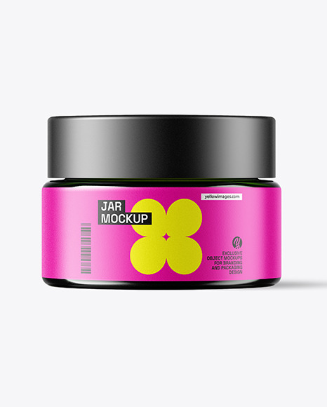 15ml Green Glass Jar Mockup