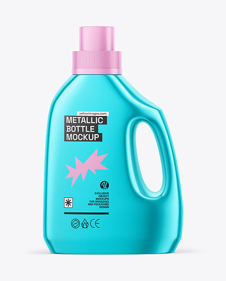 Glossy Metallic Detergent Bottle Mockup