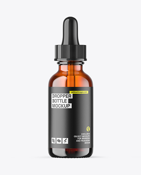 Amber Glass Dropper Bottle Mockup