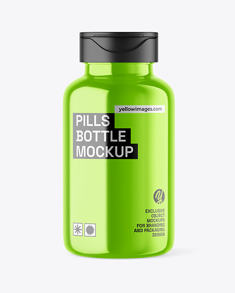 Metallized Pills Bottle Mockup