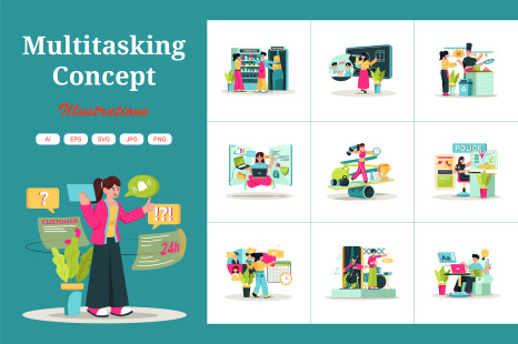 M731_Multitasking Concept Illustration Pack