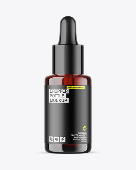 Dark Amber Glass Dropper Bottle Mockup