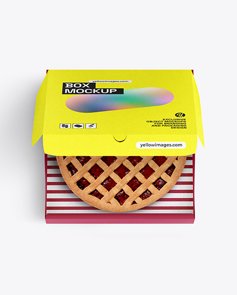 Half Open Kraft Box With Jam Pie Mockup