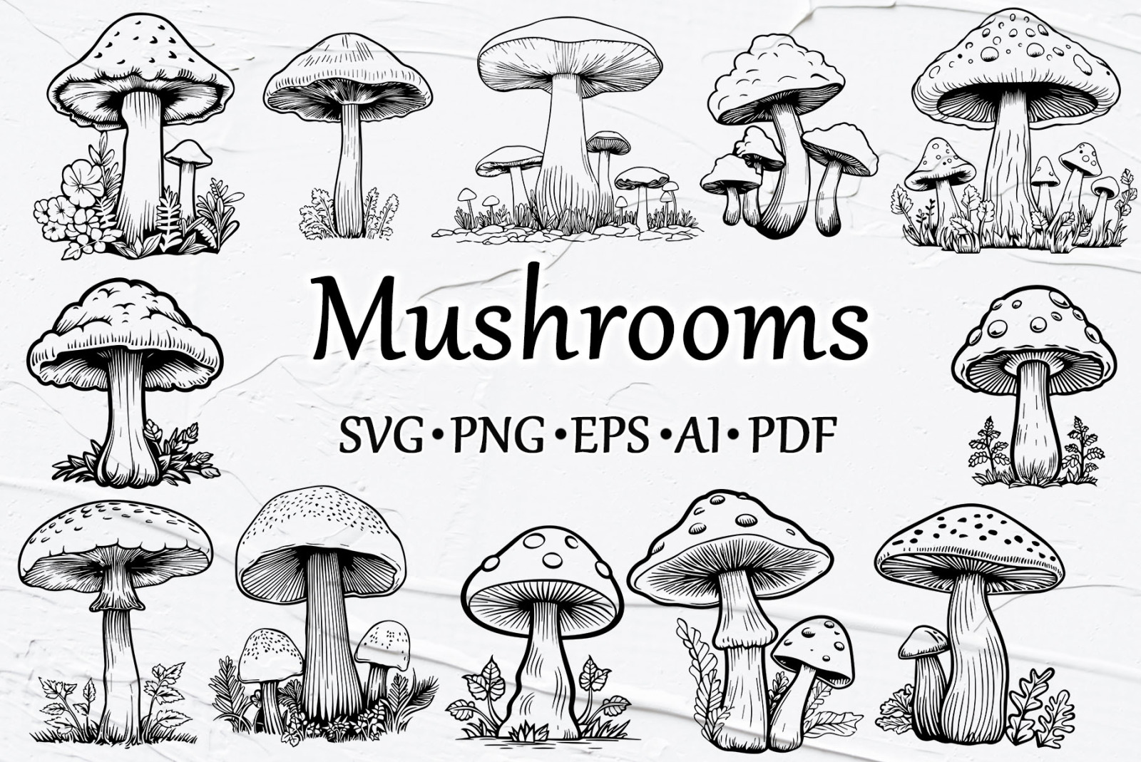 Mushroom Svg Clipart. Mushroom Cut File. Mushroom Svg Clipart. Mushroom Cut File.