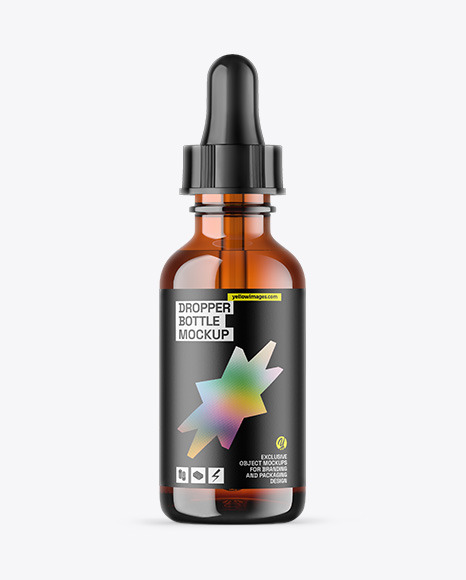 Amber Glass Dropper Bottle Mockup