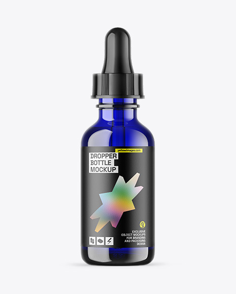Blue Glass Dropper Bottle Mockup