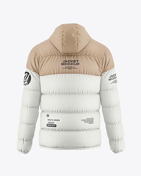 Men&#039;s Hooded Down Jacket Mockup - Back View