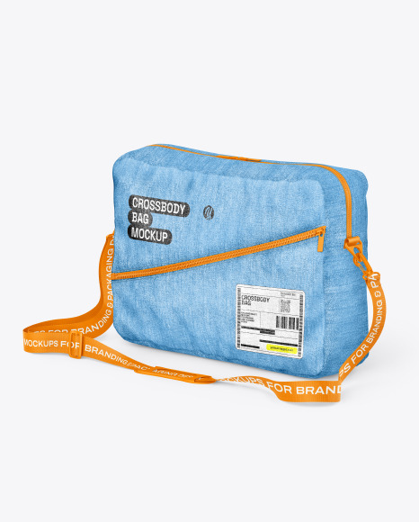 Denim Crossbody Bag Mockup - Half Left View