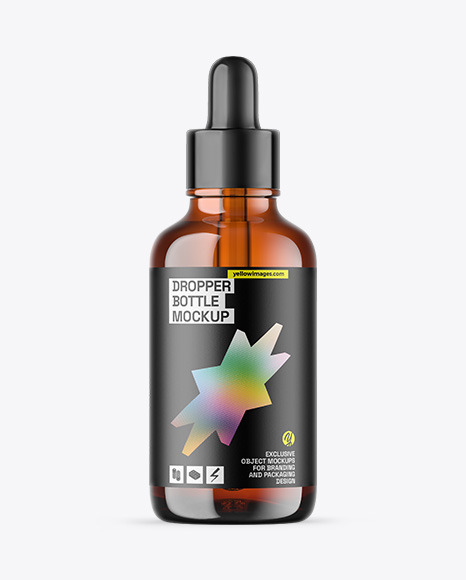 Amber Glass Dropper Bottle Mockup