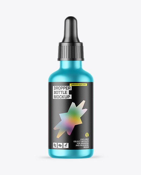 Matte Metallic Dropper Bottle Mockup