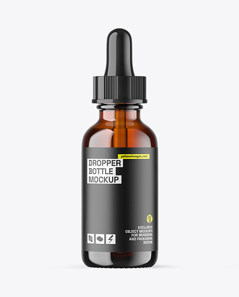 Amber Glass Dropper Bottle Mockup