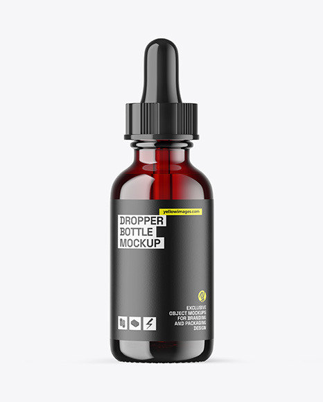Dark Amber Glass Dropper Bottle Mockup