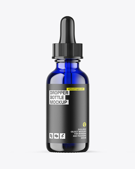 Blue Glass Dropper Bottle Mockup
