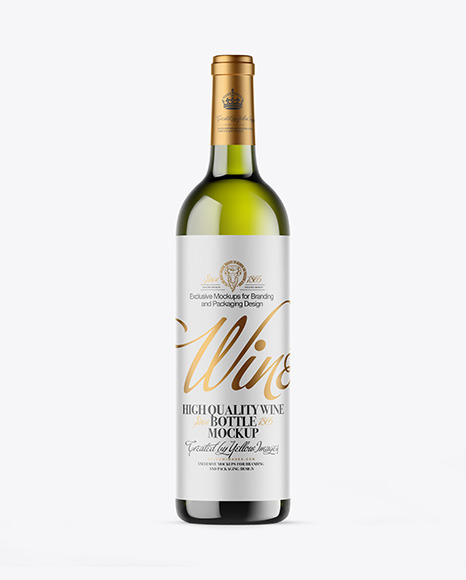 Green Glass White Wine Bottle Mockup