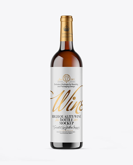 Amber Glass White Wine Bottle Mockup
