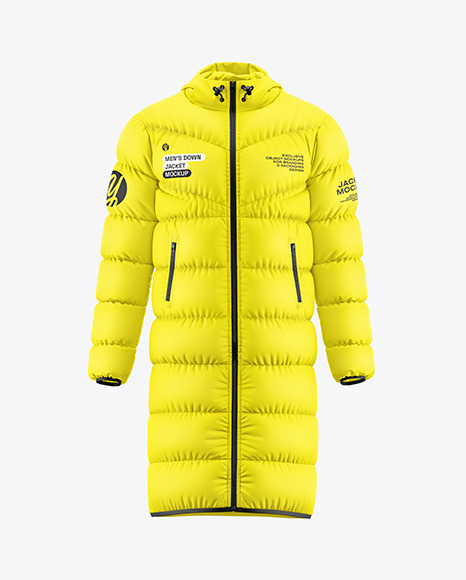 Men&#039;s Hooded Down Jacket Mockup - Front View
