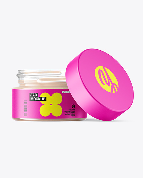 15ml Opened Clear Glass Jar Mockup